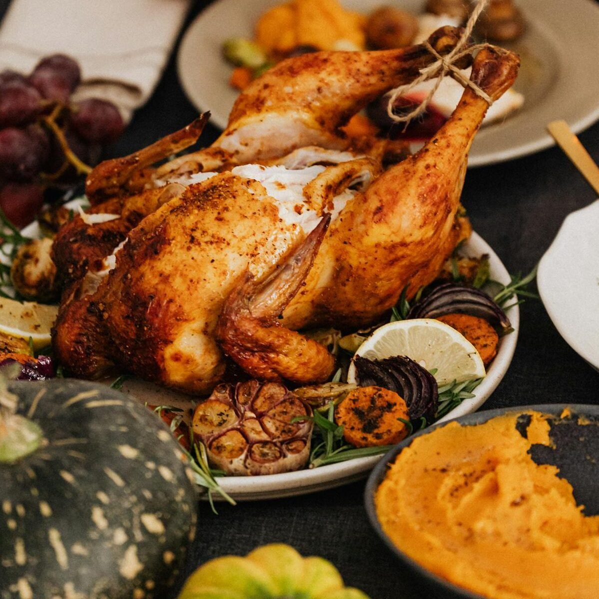 Meat Recipes Cooked roast chicken on a plate of salad